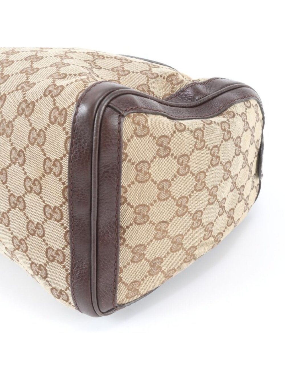 Gucci GG Canvas Techno Tag Mini Boston Leather Handbag Tote - Picture 4 of 9